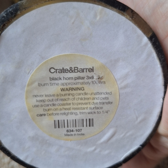 Crate&Barrel 3 Piece Black Horn Pillar Candle Set Unscented - Picture 6 of 8